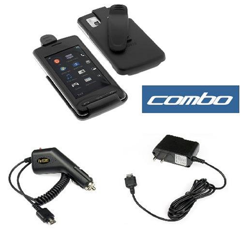 Black Face Out Swivel Belt Clip Holster + Car Charger + Home Travel Charger for LG Vu CU920 CU915 Cell Phone