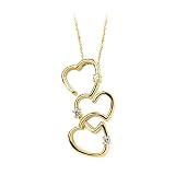 14K Yellow Gold 1/5 ct. ''Created Moissanite Heart Necklace - 18