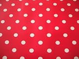 Red Dotty PVC Wipe Clean Tablecloth PRINT FAULTS 200 x 137cm