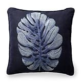 Navy Leaf Designer Throw Pillow - Frontgate,Patio Furniture