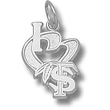 Florida State University I Heart FS Feather 1/2 Pendant (Silver)