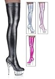 Stretch Hologram Thigh-High Boot With 5 3/4 Inch Heel.