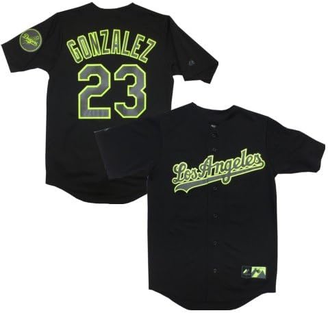 Adrian Gonzalez Los Angeles Dodgers Majestic Mens Black Neon Replica Jersey - Medium