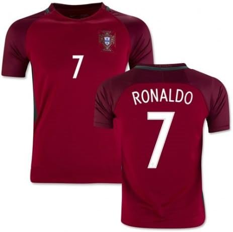 Portugal Ronaldo #7 Soccer Jersey with FREE Shorts Set Kit Adult Mens Sizes S M L XL (Red, US M (Asia XL))