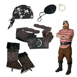 Pirate Set Includes: Boot Toppers, Head Scarf, (Eye Patch, Earring, Belt) Party Accessory  (1 count) (1/Pkg)