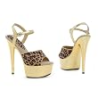 6 Inch Sexy Sandals Animal Print Gold Platform Shoes Open Toe Ankle Strap