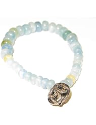 Natural Aquamarine Gemstone Beaded Cord Bracelet Sterling Silver 1Day Shpping Fashion Jewelry