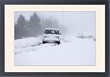 41DfjofMpQL. SL160  Framed Prints of Car travelling along snow covered road during blizzard on route to Kazbegi from David Tipling