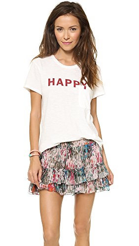 TEXTILE Elizabeth and James Womens Happy Bowery Tee, White/Henna, Medium