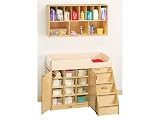 Jonti-Craft 5148JC Right Diaper Changer with Stairs, Natural Birch
