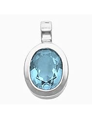 14K White Gold Oval Cut Aquamarine Pendant -- LIFETIME WARRANTY