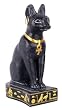 Bastet Egyptian Cat, Black and Gold Finish, 7"H