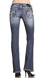 41DfoH6OGiL. SL160  Miss Me Jeans JD5402B MK 50 Boot cut, medium wash, white stitching, fleur de lis with crystals