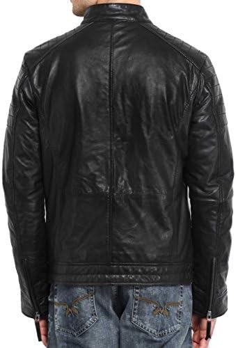 SkinsDesign Mens Stylish Lambskin Genuine Leather Jacket Mj 299 Large Black and Brown