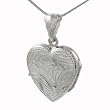 Sterling Silver Etched Heart Locket Necklace