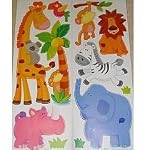 JUNGLE ANIMALS Wall Stickers for Boys & Girls Bedroom, Childrens Playroom or Babies Nursery, (Kids Stickarounds, Monkey Safari Fun with Elephant, Rhino, Lion & Giraffe