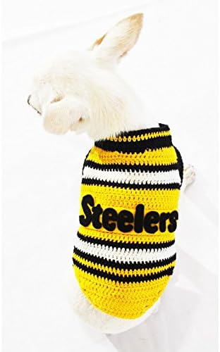 Pittsburgh Steelers Dog Jersey NFL Dog Clothes Football Pet Clothes Super Bowl Puppy Clothing Handmade Crochet Chihuahua Tshirts Dk978 By Myknitt (Small)