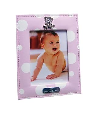 Personalised Girls Pink Polka Dot 'Born On' Frame