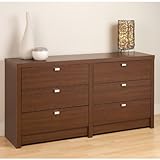 Prepac LDBR-0560-1 Series 9 Designer 6 Drawer Dresser, Medium Brown Walnut