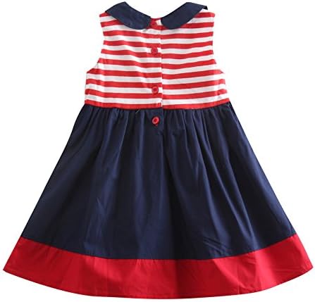 Baby Girls Lovely Cartoon Embroidery Cotton Bowknot Princess Party Dress 3-4Y