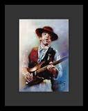 Stevie Ray Vaughan (Singing w/ Guitar) Music Black Wood-Mounted Poster Print - 11 X 17