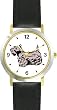 Scottish Terrier Dog - WATCHBUDDY&reg; DELUXE TWO-TONE THEME WATCH - Arabic Numbers - Black Leather Strap-Size-Large ( Men's Size or Jumbo Women's Size )