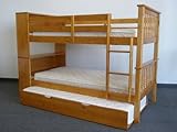 Bookcase Bunk Bed Twin over Twin Mission style Honey + Twin Trundle