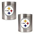 Pittsburgh Steelers 2pc Stainless Steel Can Holder Set- Primary Logo NFL Football