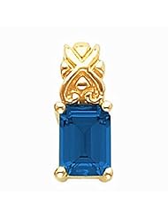 18K Yellow Gold Emerald Cut Chatham Created Sapphire Pendant -- LIFETIME WARRANTY