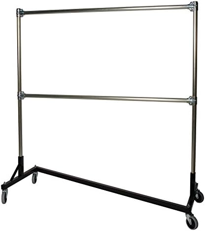 Heavy Duty Z-Rack Garment Rack w 5 ft. Double Rail in Silver
