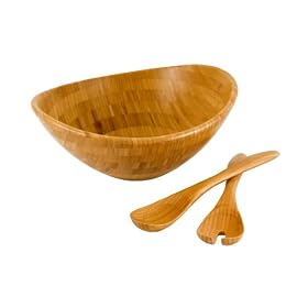 Totally Bamboo 3-Piece Set Euro Bamboo Salad Bowl with Servers by Totally Bamboo