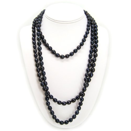Click To HinsonGayle Glamour Collection Handpicked 7-10mm Black Cultured Rice Pearl Rope Necklace Details... HinsonGayle Glamour Collection Handpicked 7-10mm Black Cultured Rice Pearl Rope Necklace