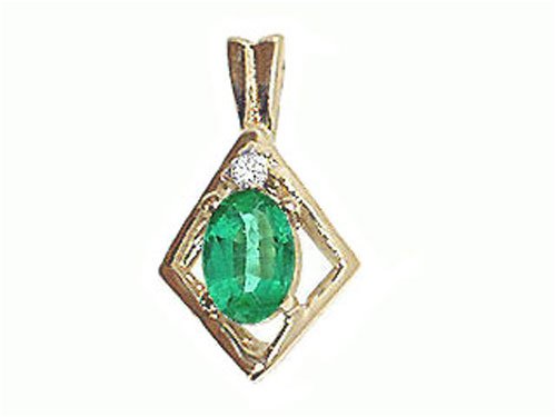 Buy 0.52 cttw Genuine Emerald Pendant - 14kt White or Yellow Gold LIFETIME WARRANTY by Finejewelers