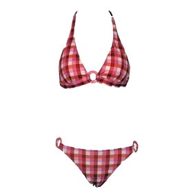 Buy Split Strawberry Checked 2pc Bikini Halter Top W rings by Split