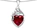 Original Star K(tm) Large Loving Mother With Child Family Pendant With 12mm Heart Created Ruby in .925 Sterling Silver