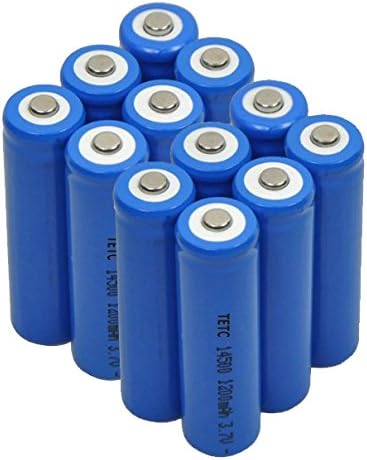 TETC 12 Pcs 14500 1200mah Li-ion 3.7v Rechargeable Battery (Blue)+dual charger