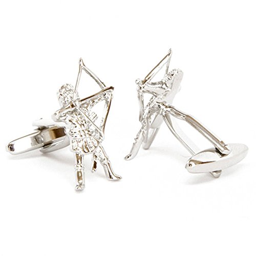 Silver Tone Archery Bow and Arrow Archer Cufflinks A1412