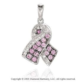 Diamond Sapphire Breast Cancer Ribbon Bracelet Charm