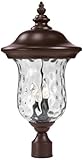 Z-Lite 533PHM-RBRZ Armstrong Outdoor Post Light with Aluminum Frame, Bronze Finish and Clear Water G