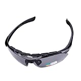 Pellor Cycling Wrap Running Outdoor Sports Sunglasses Exchangeable 5 Lenses Unbreakable Polarized UV400, Black