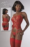 - 	 Red Hot Cami Top Stockings & Thong UK Size 8 to 14 Inclusive