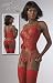 - 	 Red Hot Cami Top Stockings & Thong UK Size 8 to 14 Inclusive