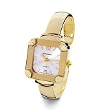 New Gold Tone Square Silver Dial Women's Bangle Watch