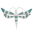 Sterling Silver Genuine Turquoise and Mother of Pearl Dragonfly Pin