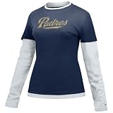 Nike San Diego Padres Navy Blue Ladies Double Layer Cut Out Long Sleeve T-shirt