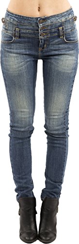 Eunina Women's High Waisted Stretch Skinny Denim Jeans Medium Blue Wash