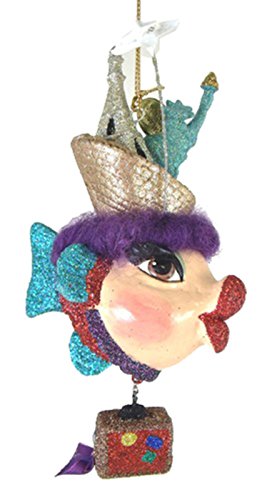 Worldwide Travel Paris China New York Red Kissing Fish Christmas Tree Ornament