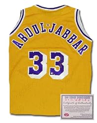Kareem Abdul-Jabbar Los Angeles Lakers NBA Hand Signed Authentic Style Away Gold Basketball Jersey