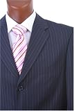 Men's Single Breasted 3 Button Navy Pinstripe Super 150's Dress Suit