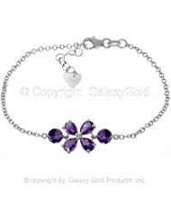 14k White Gold Floral Bracelet with Amethysts